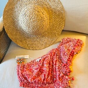 Poupette St. Barth (purchased on the island!) one shoulder top w/pom pom detail!